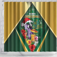 Dominica Christmas Shower Curtain Funny Santa Sisserou Parrot - Wonder Print Shop