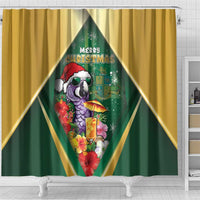 Dominica Christmas Shower Curtain Funny Santa Sisserou Parrot - Wonder Print Shop