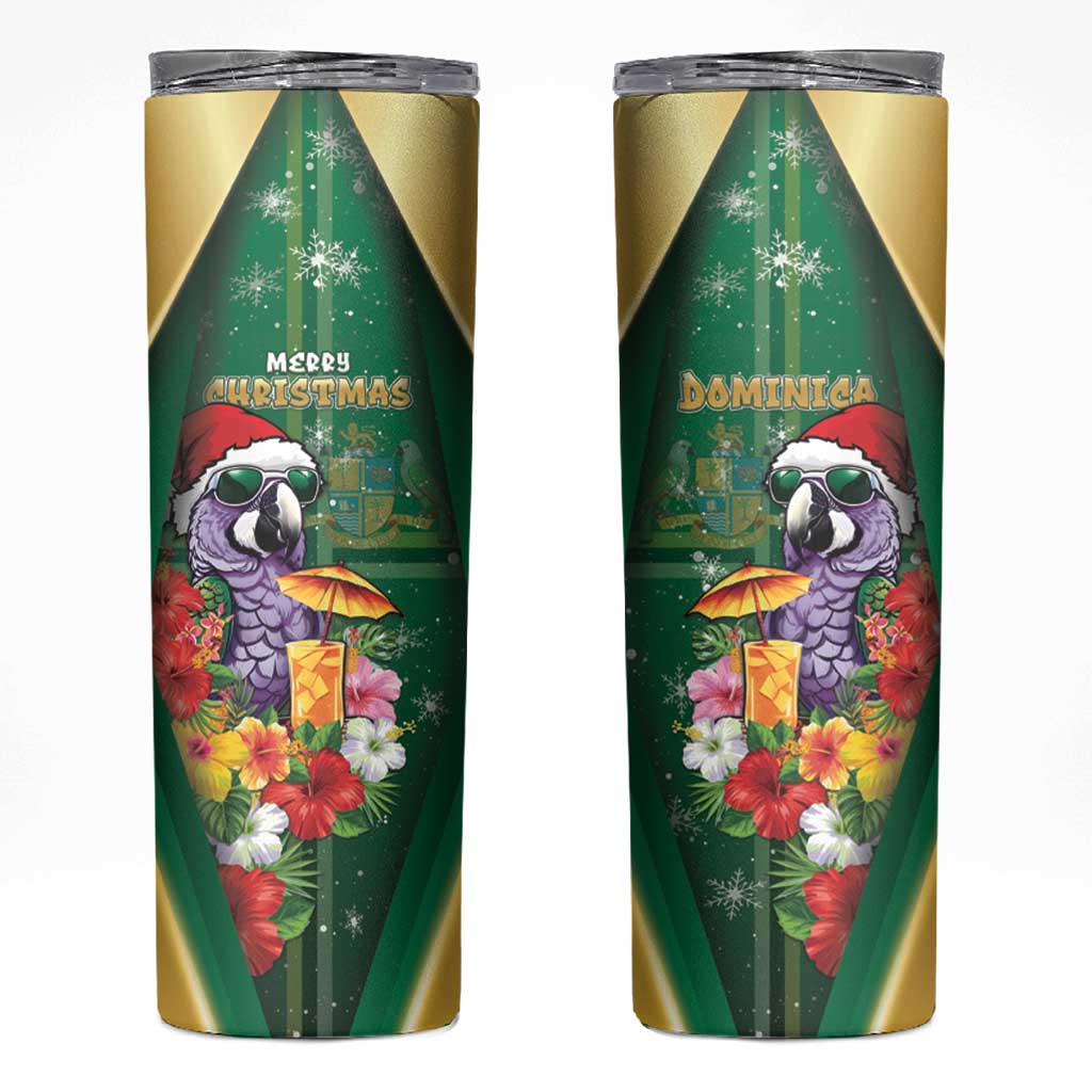 Dominica Christmas Skinny Tumbler Funny Santa Sisserou Parrot - Wonder Print Shop