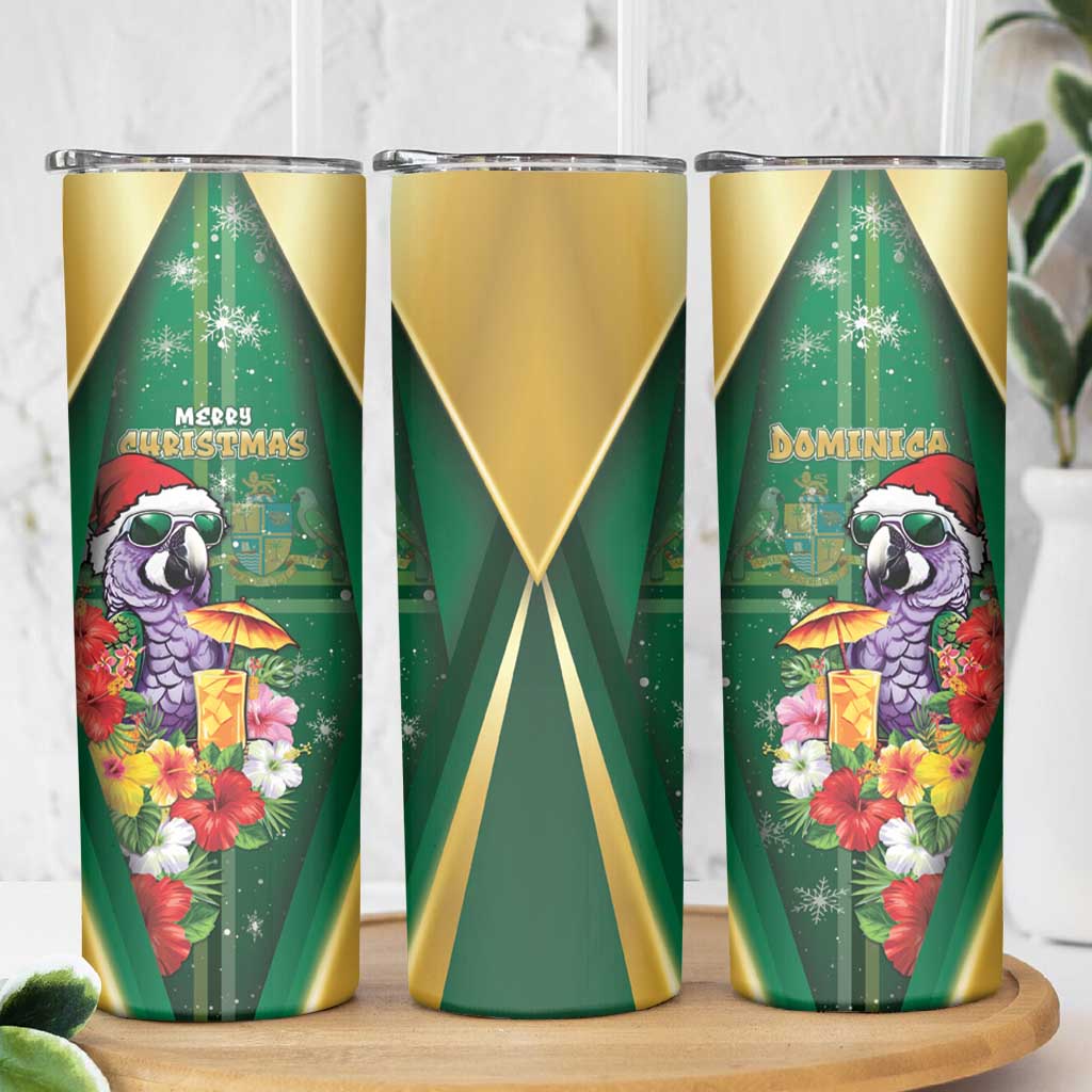 Dominica Christmas Skinny Tumbler Funny Santa Sisserou Parrot - Wonder Print Shop