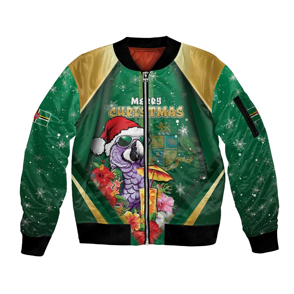 Dominica Christmas Sleeve Zip Bomber Jacket Funny Santa Sisserou Parrot - Wonder Print Shop