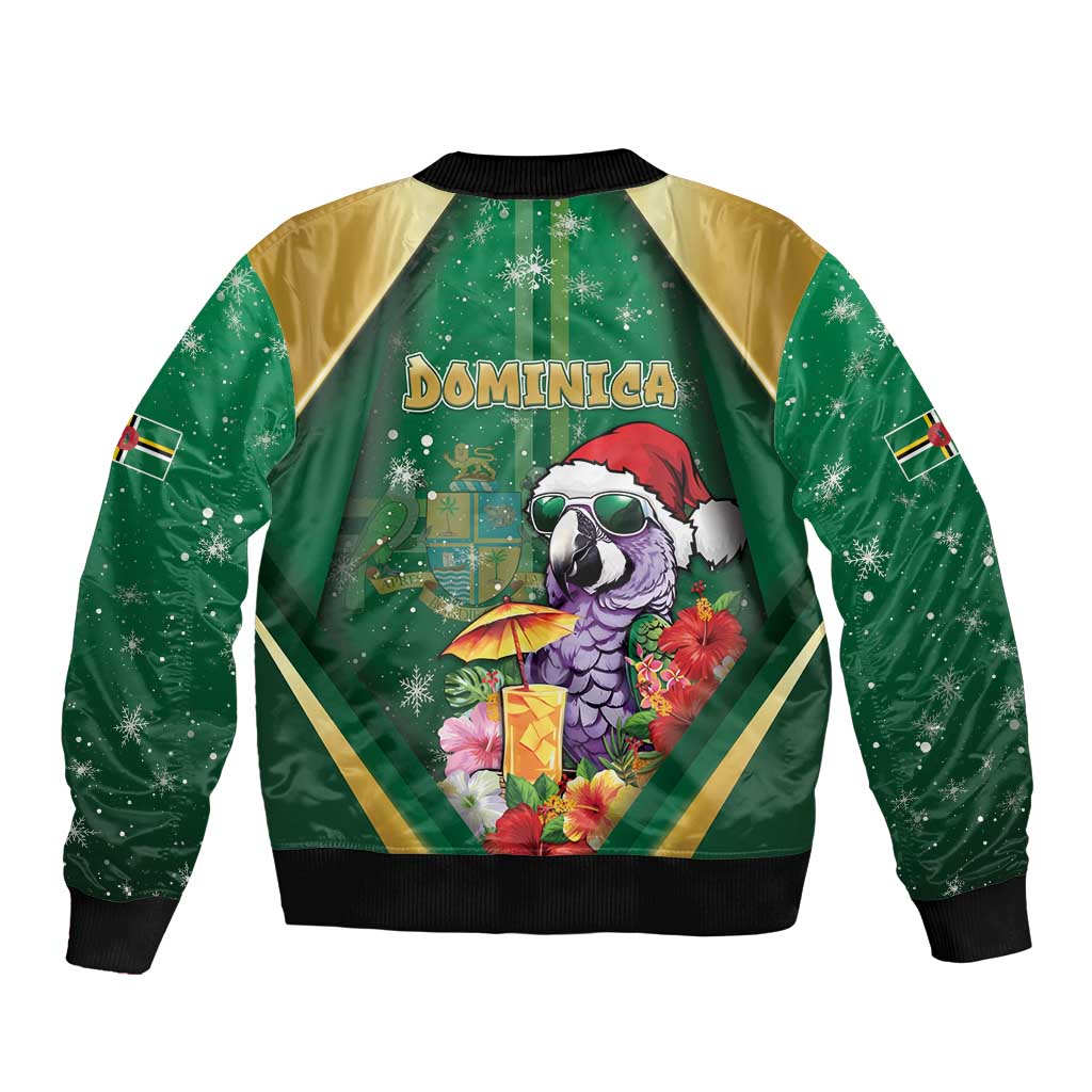 Dominica Christmas Sleeve Zip Bomber Jacket Funny Santa Sisserou Parrot - Wonder Print Shop