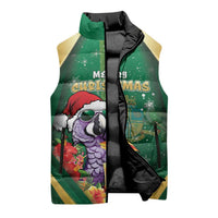 Dominica Christmas Sleeveless Puffer Jacket Funny Santa Sisserou Parrot - Wonder Print Shop