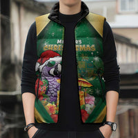 Dominica Christmas Sleeveless Puffer Jacket Funny Santa Sisserou Parrot - Wonder Print Shop