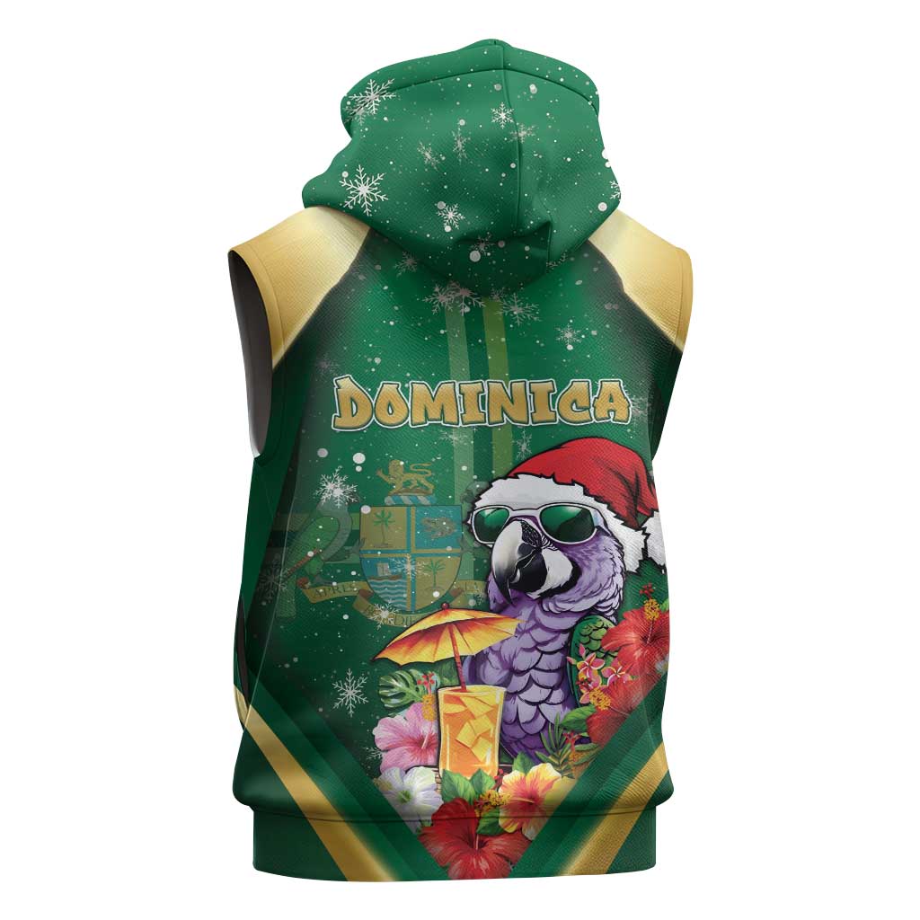 Dominica Christmas Sleeveless Zip Hoodie Funny Santa Sisserou Parrot - Wonder Print Shop