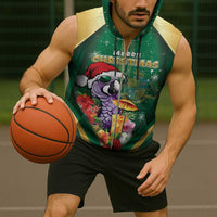 Dominica Christmas Sleeveless Zip Hoodie Funny Santa Sisserou Parrot - Wonder Print Shop