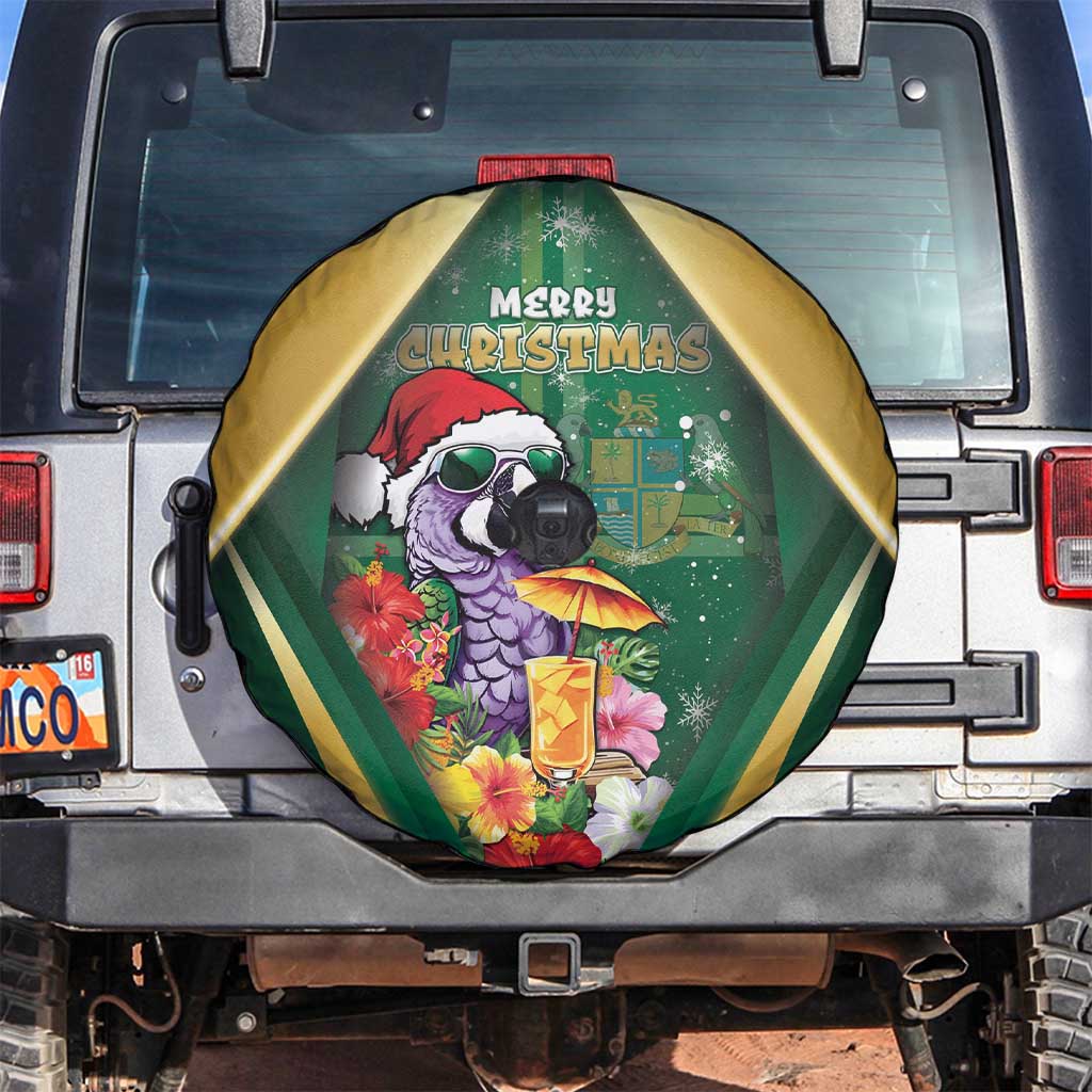 Dominica Christmas Spare Tire Cover Funny Santa Sisserou Parrot - Wonder Print Shop