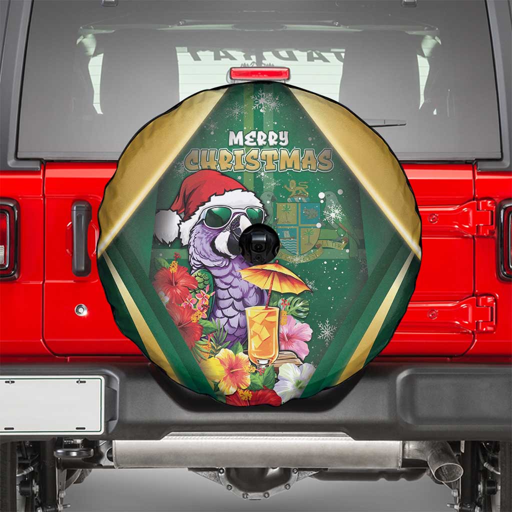 Dominica Christmas Spare Tire Cover Funny Santa Sisserou Parrot - Wonder Print Shop