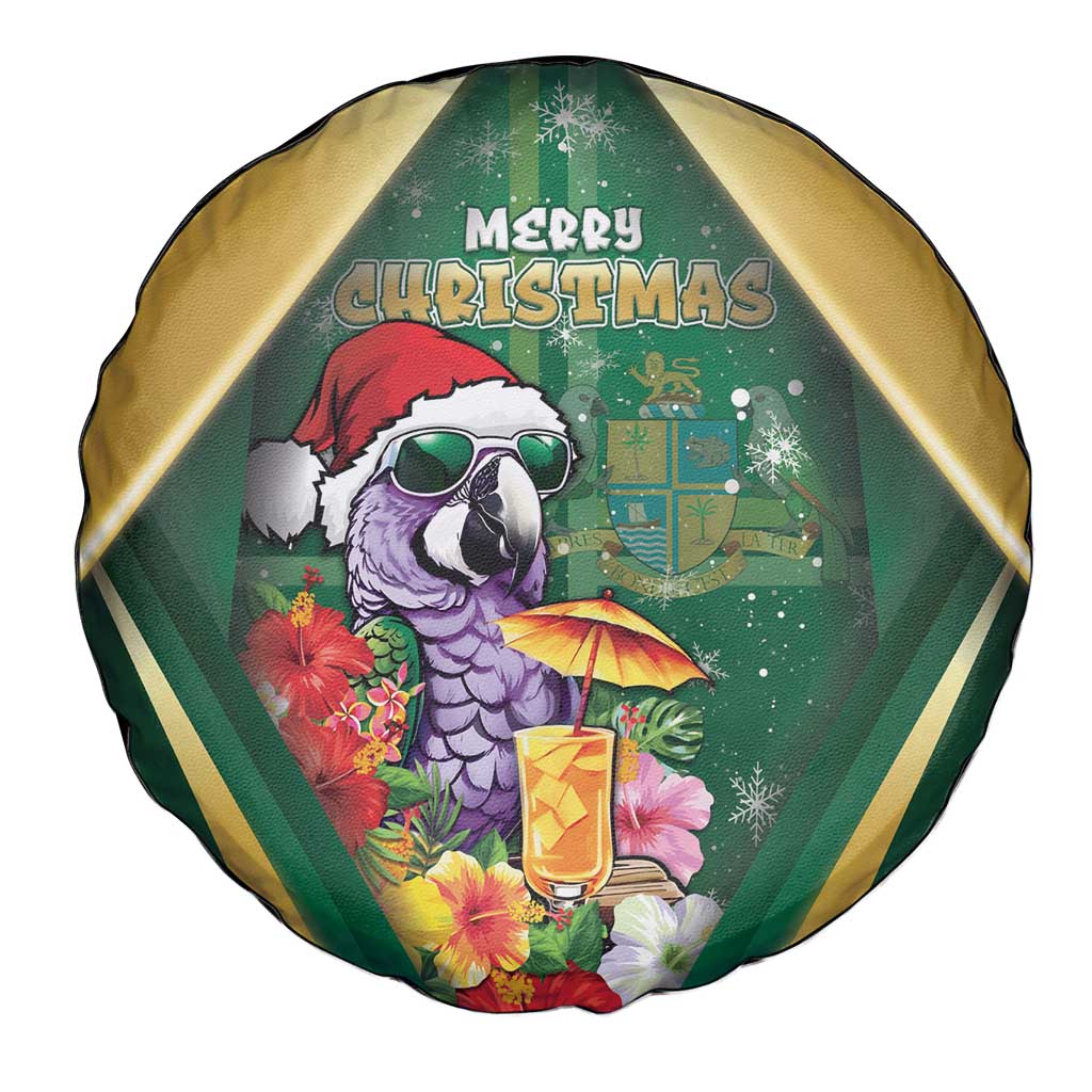 Dominica Christmas Spare Tire Cover Funny Santa Sisserou Parrot - Wonder Print Shop