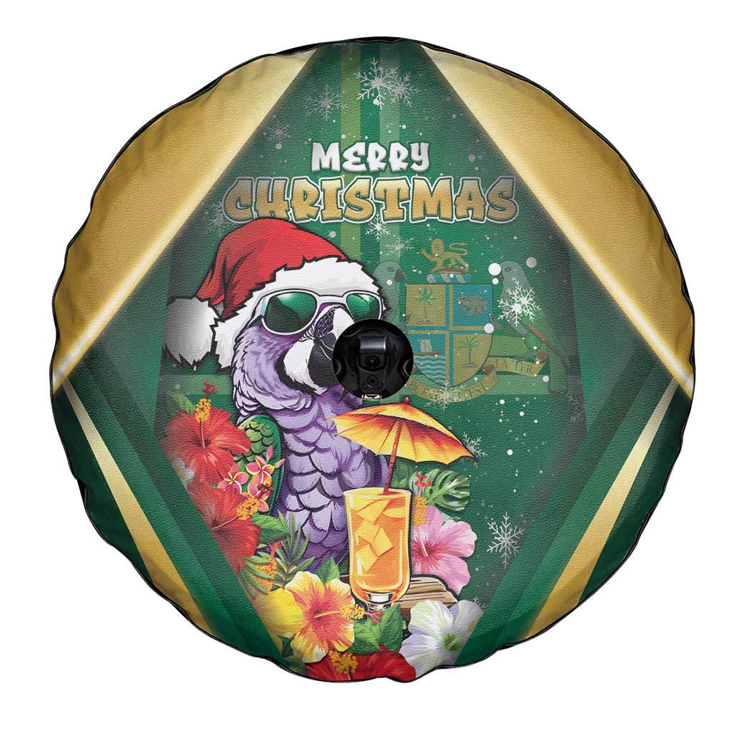 Dominica Christmas Spare Tire Cover Funny Santa Sisserou Parrot - Wonder Print Shop