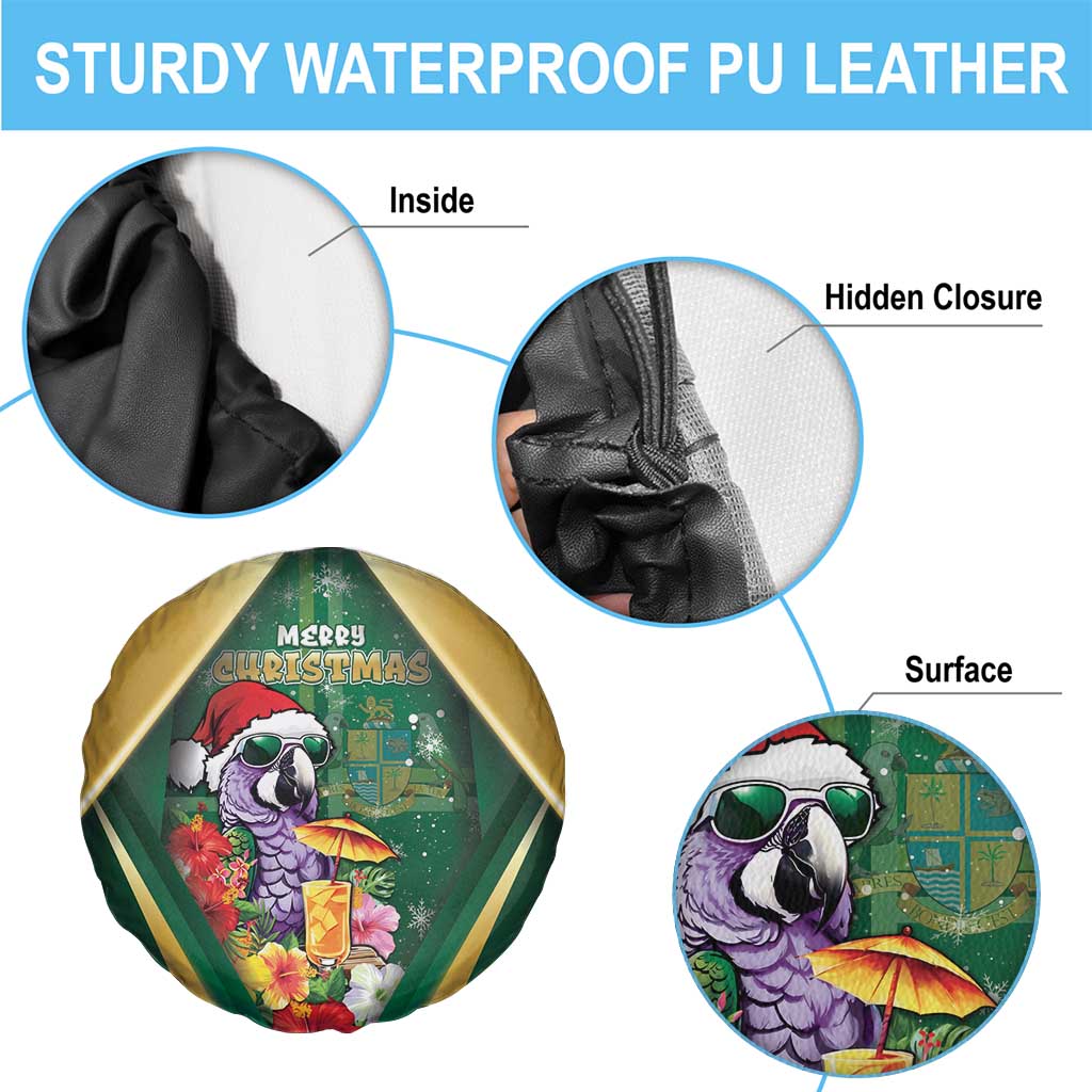 Dominica Christmas Spare Tire Cover Funny Santa Sisserou Parrot - Wonder Print Shop