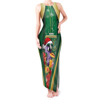 Dominica Christmas Tank Maxi Dress Funny Santa Sisserou Parrot - Wonder Print Shop