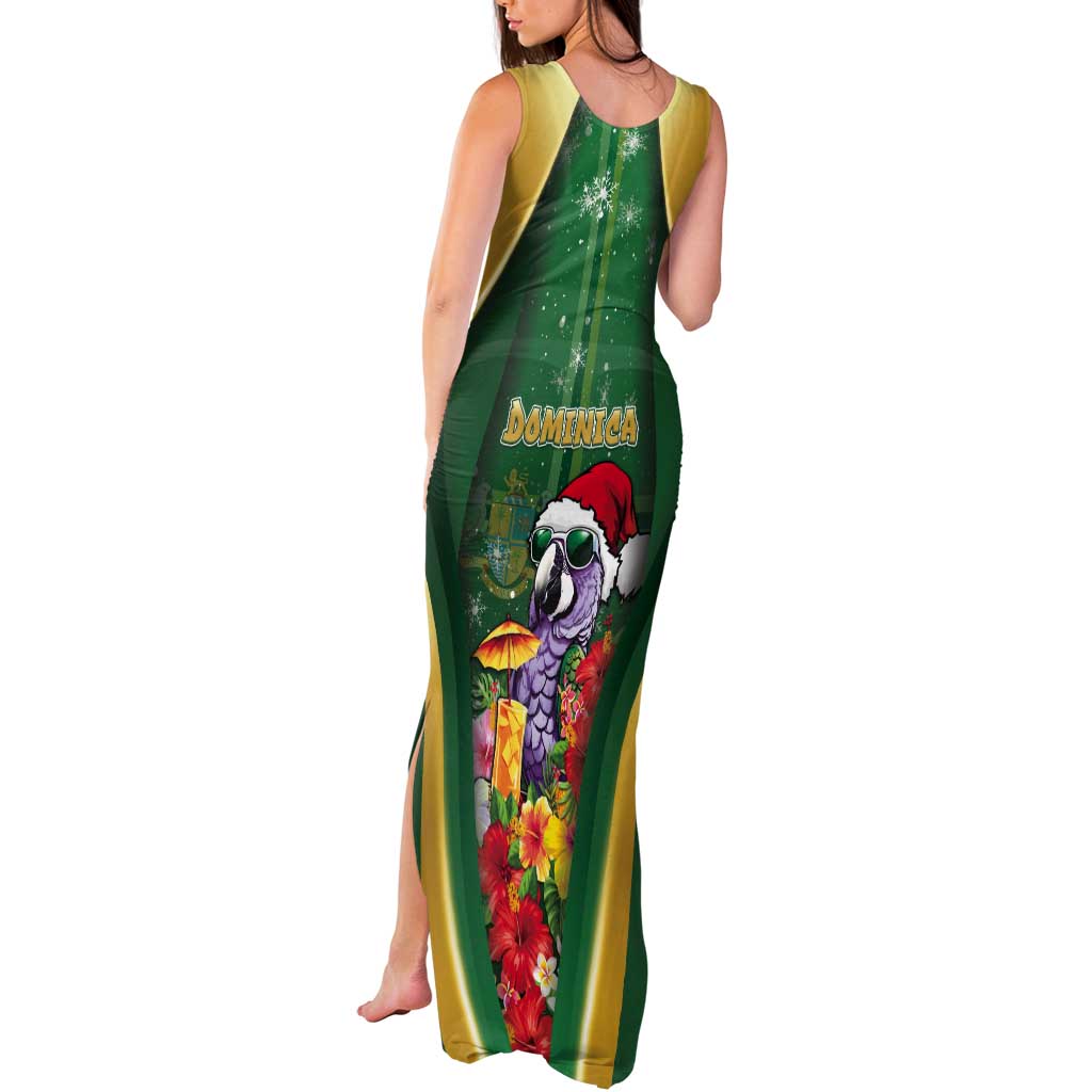 Dominica Christmas Tank Maxi Dress Funny Santa Sisserou Parrot - Wonder Print Shop