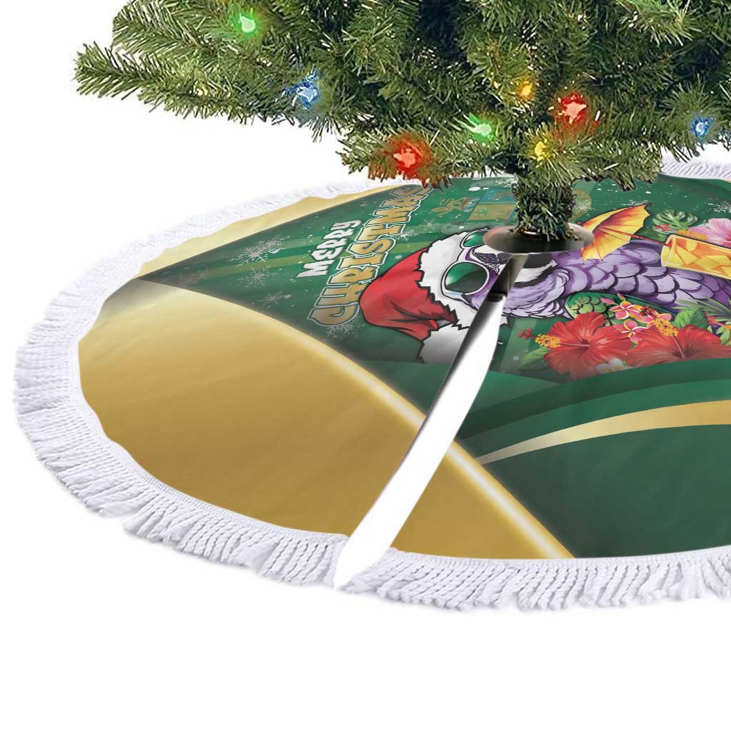 Dominica Christmas Tree Skirt Funny Santa Sisserou Parrot - Wonder Print Shop