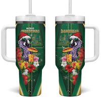 Dominica Christmas Tumbler With Handle Funny Santa Sisserou Parrot - Wonder Print Shop