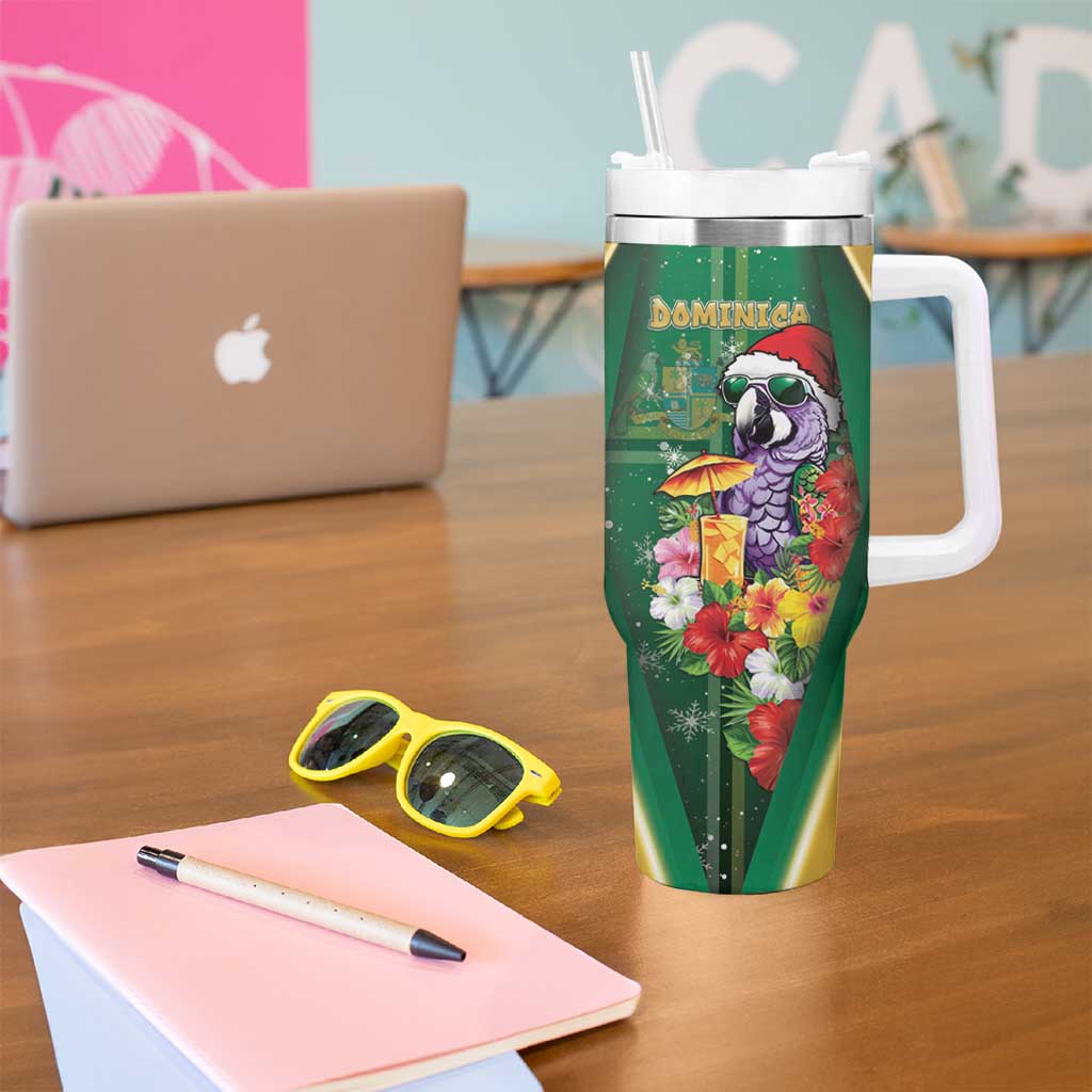 Dominica Christmas Tumbler With Handle Funny Santa Sisserou Parrot - Wonder Print Shop