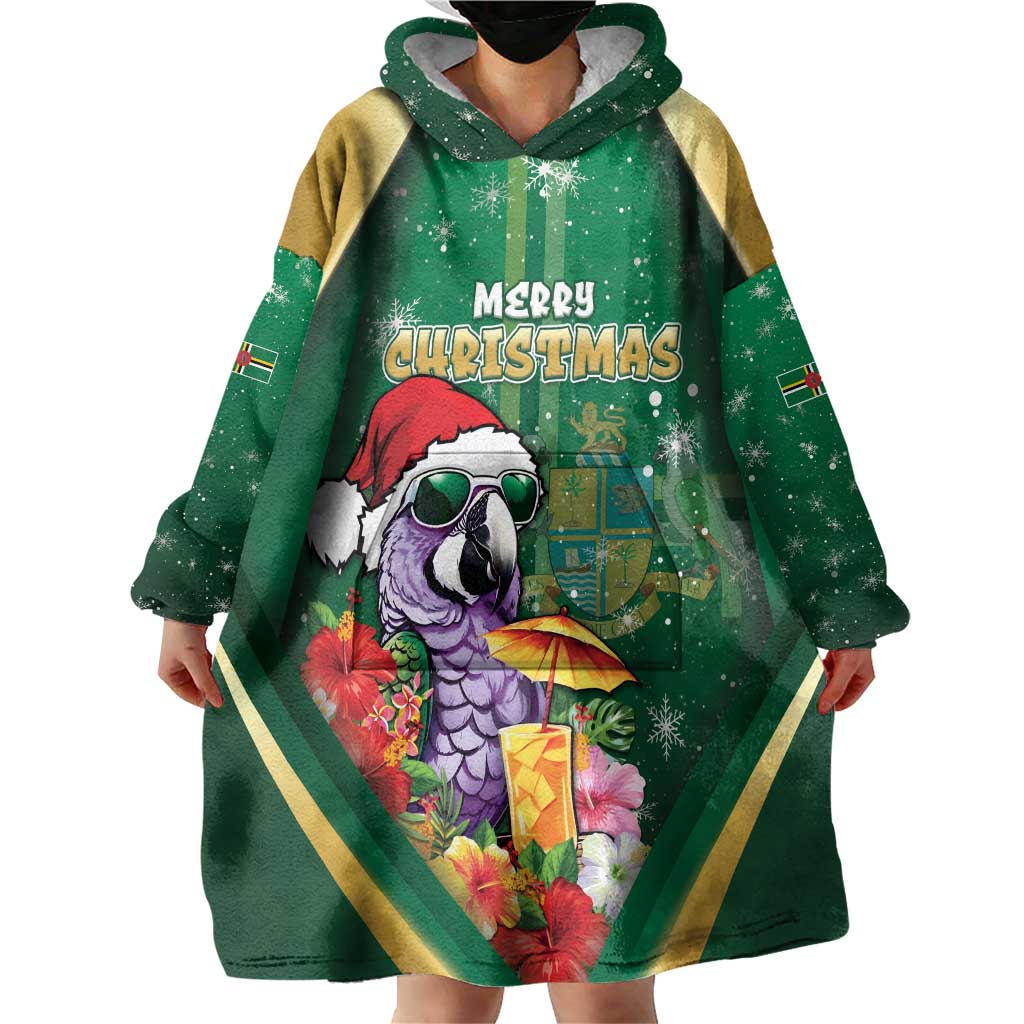 Dominica Christmas Wearable Blanket Hoodie Funny Santa Sisserou Parrot - Wonder Print Shop