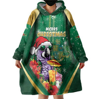 Dominica Christmas Wearable Blanket Hoodie Funny Santa Sisserou Parrot - Wonder Print Shop