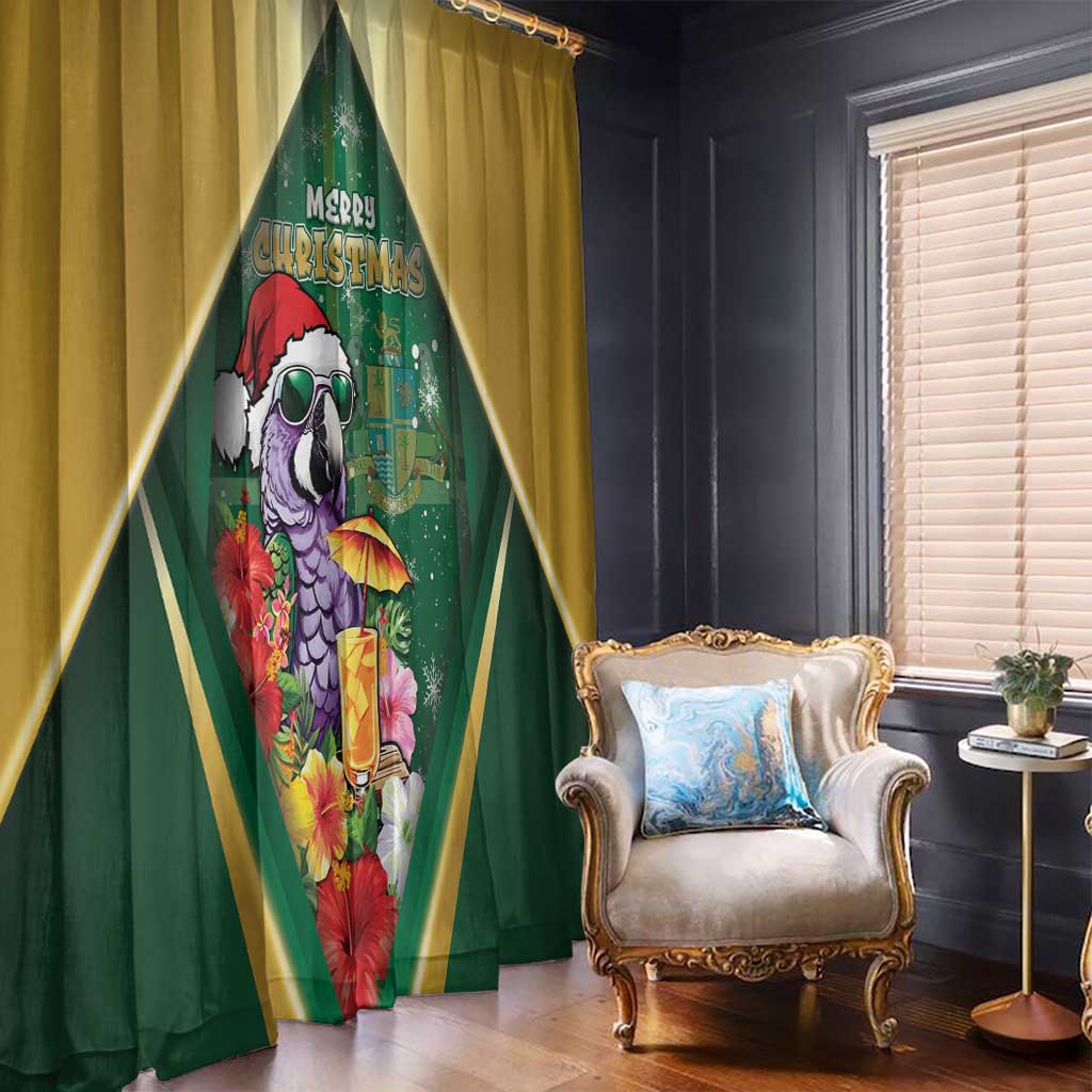 Dominica Christmas Window Curtain Funny Santa Sisserou Parrot - Wonder Print Shop