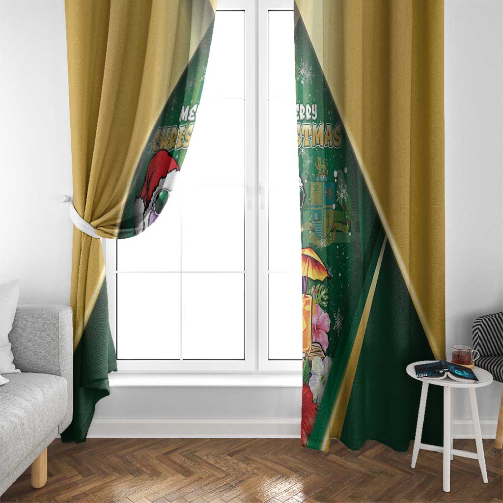 Dominica Christmas Window Curtain Funny Santa Sisserou Parrot - Wonder Print Shop