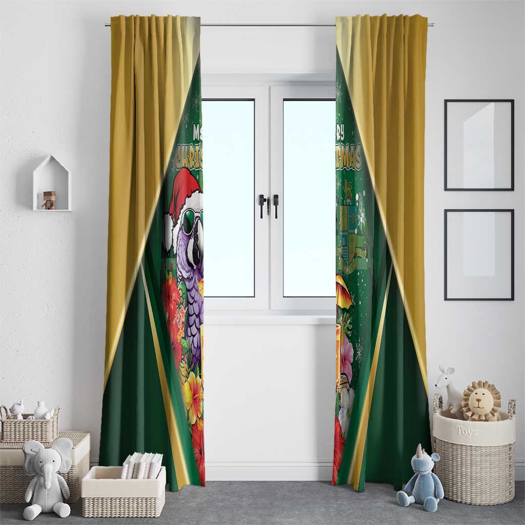 Dominica Christmas Window Curtain Funny Santa Sisserou Parrot - Wonder Print Shop