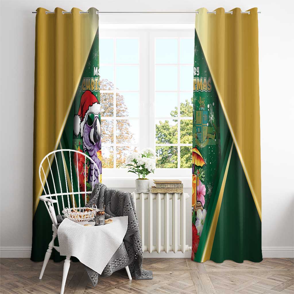 Dominica Christmas Window Curtain Funny Santa Sisserou Parrot - Wonder Print Shop