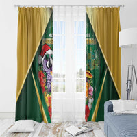 Dominica Christmas Window Curtain Funny Santa Sisserou Parrot - Wonder Print Shop