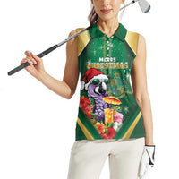 Dominica Christmas Women Sleeveless Polo Shirt Funny Santa Sisserou Parrot - Wonder Print Shop