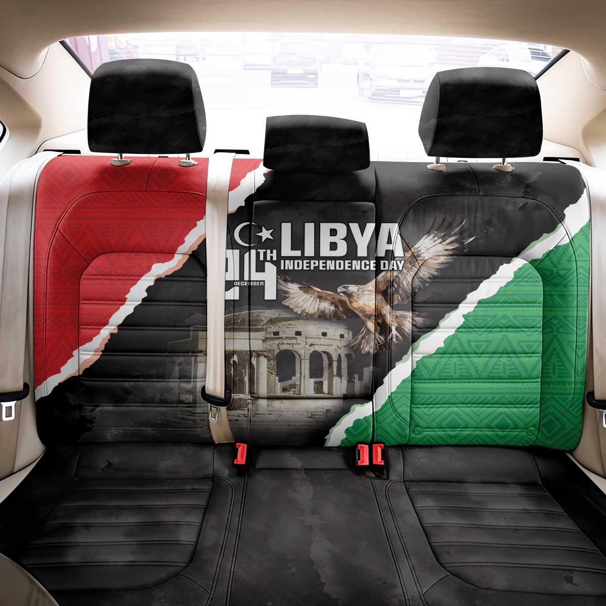 Happy Libya Independence Day Back Car Seat Cover Libya In My Heart LT05 - Wonder Print Shop