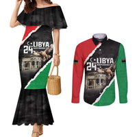 Happy Libya Independence Day Couples Matching Mermaid Dress and Long Sleeve Button Shirt Libya In My Heart
