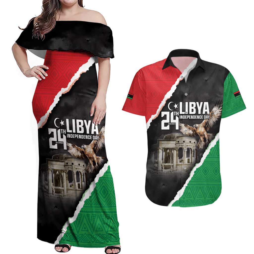 Happy Libya Independence Day Couples Matching Off Shoulder Maxi Dress and Hawaiian Shirt Libya In My Heart LT05 - Wonder Print Shop