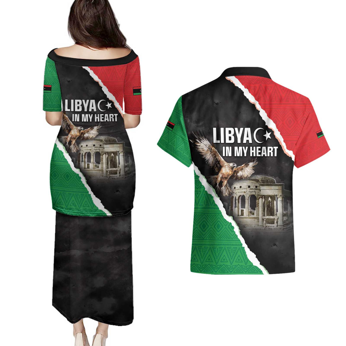Happy Libya Independence Day Couples Matching Puletasi and Hawaiian Shirt Libya In My Heart LT05 - Wonder Print Shop