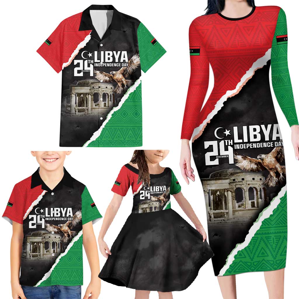 Happy Libya Independence Day Family Matching Long Sleeve Bodycon Dress and Hawaiian Shirt Libya In My Heart LT05 - Wonder Print Shop