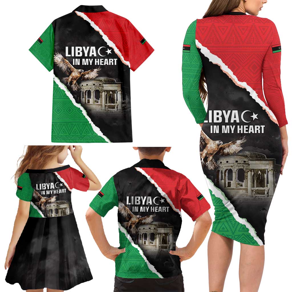 Happy Libya Independence Day Family Matching Long Sleeve Bodycon Dress and Hawaiian Shirt Libya In My Heart LT05 - Wonder Print Shop