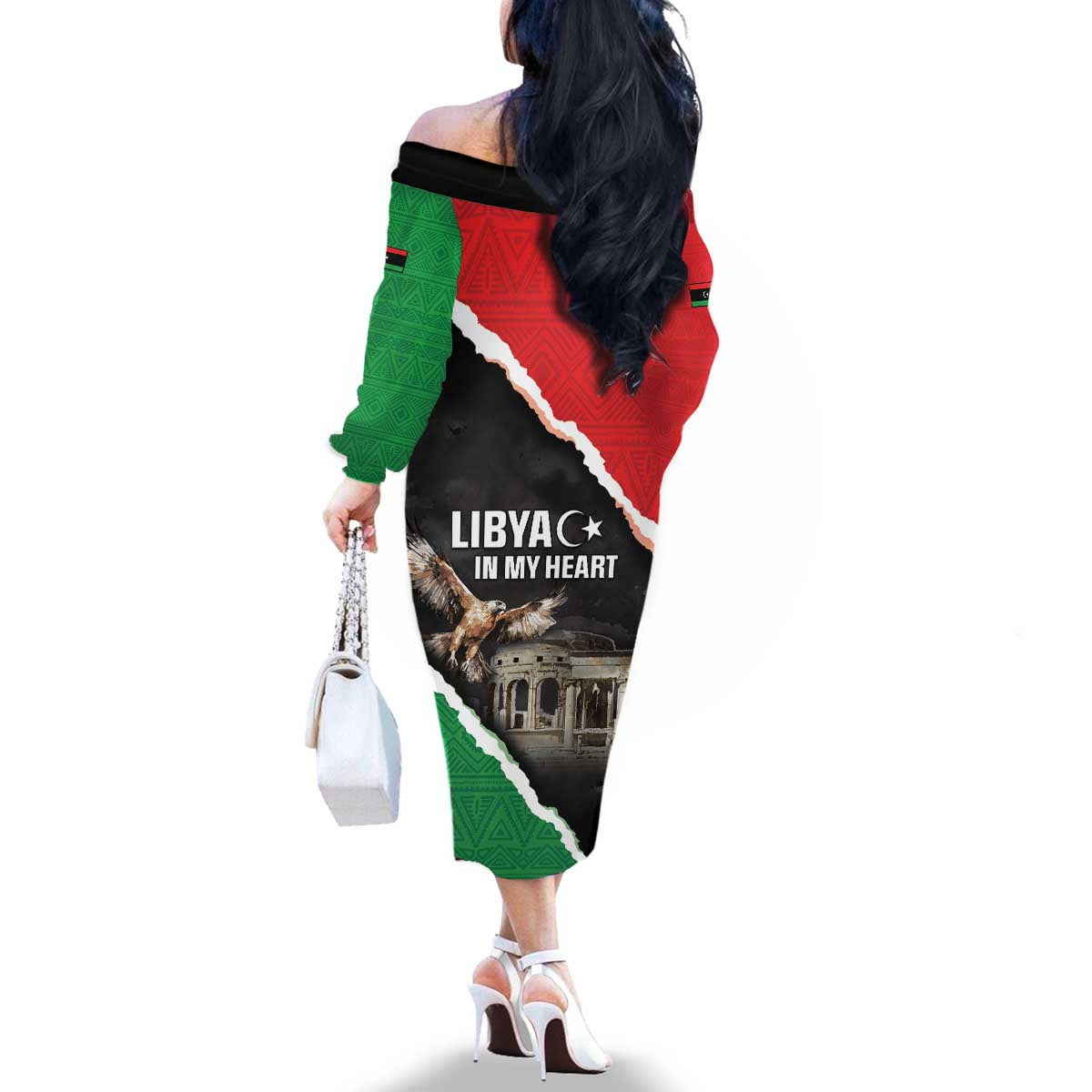 Happy Libya Independence Day Family Matching Off The Shoulder Long Sleeve Dress and Hawaiian Shirt Libya In My Heart LT05 - Wonder Print Shop