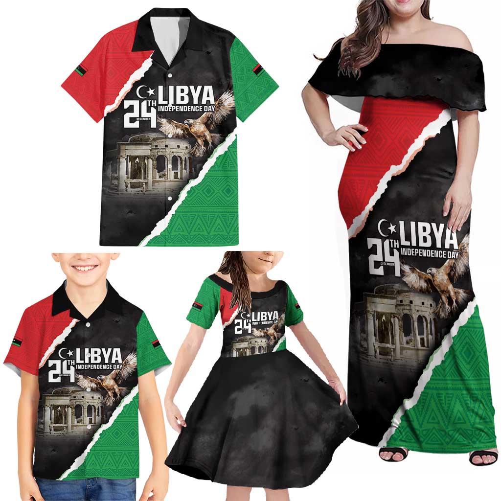 Happy Libya Independence Day Family Matching Off Shoulder Maxi Dress and Hawaiian Shirt Libya In My Heart LT05 - Wonder Print Shop