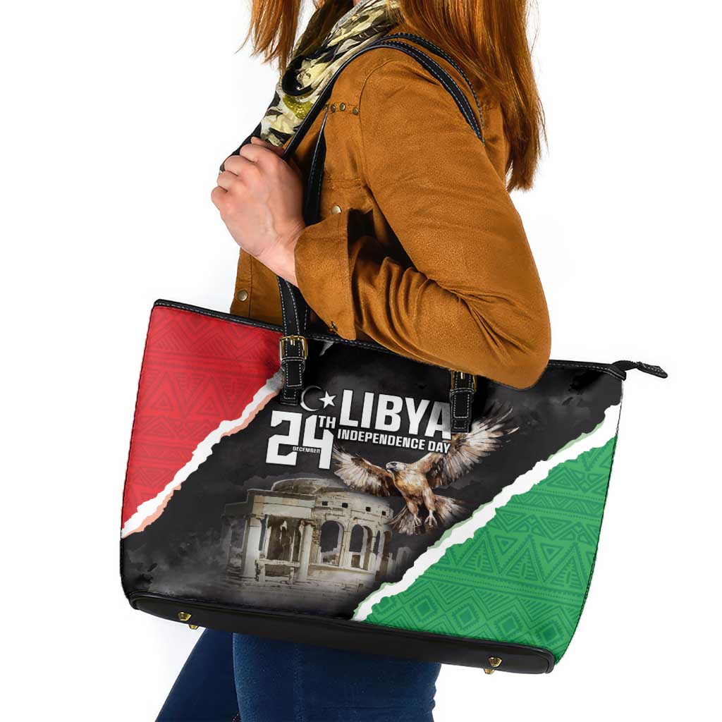 Happy Libya Independence Day Leather Tote Bag Libya In My Heart LT05 - Wonder Print Shop