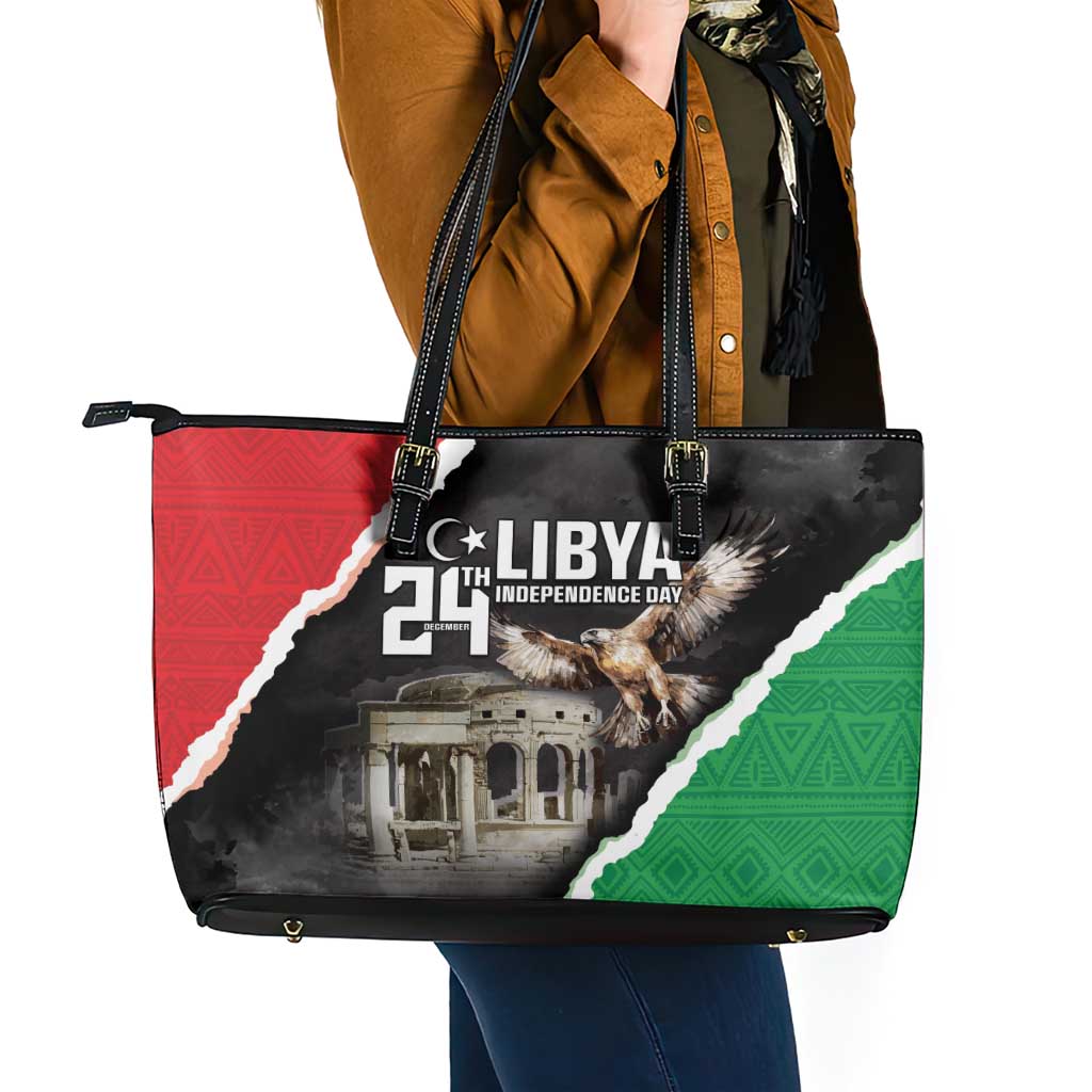 Happy Libya Independence Day Leather Tote Bag Libya In My Heart LT05 - Wonder Print Shop