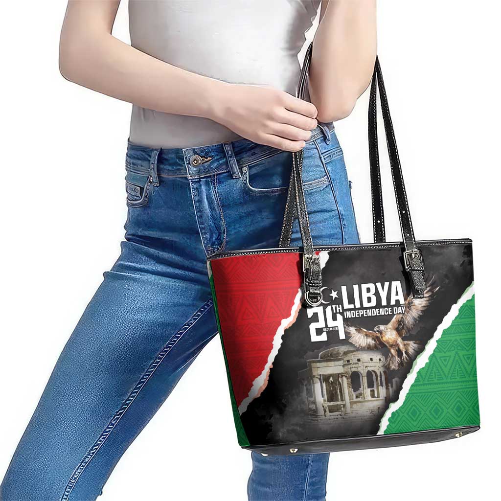 Happy Libya Independence Day Leather Tote Bag Libya In My Heart LT05 - Wonder Print Shop