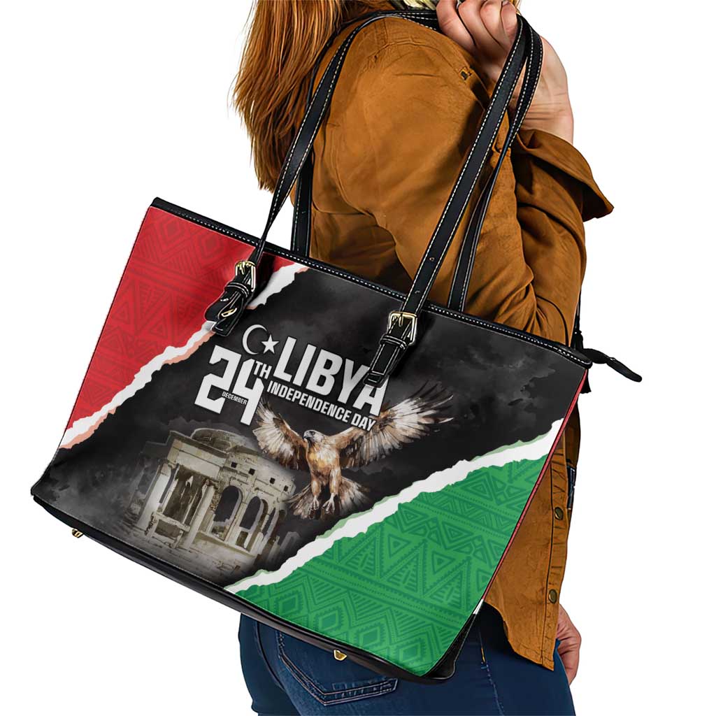 Happy Libya Independence Day Leather Tote Bag Libya In My Heart LT05 - Wonder Print Shop