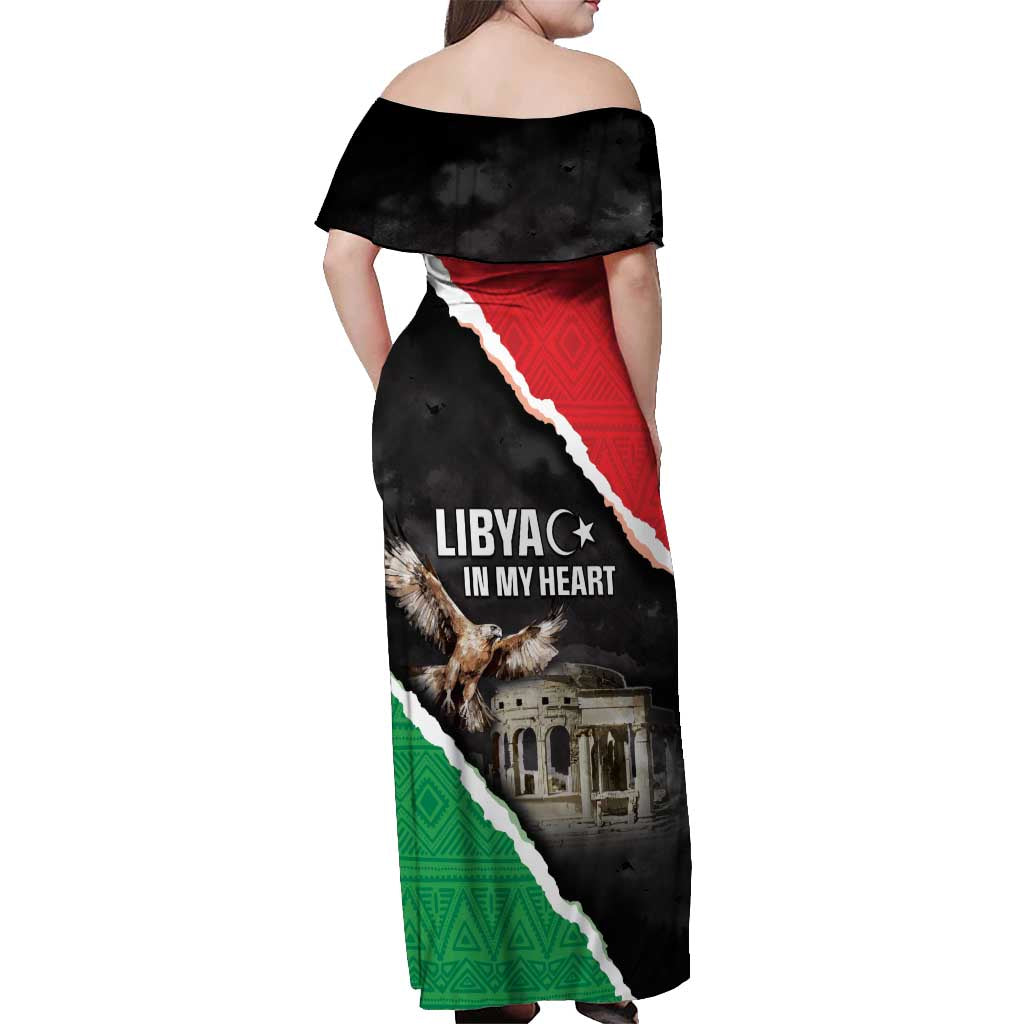 Happy Libya Independence Day Off Shoulder Maxi Dress Libya In My Heart LT05 - Wonder Print Shop