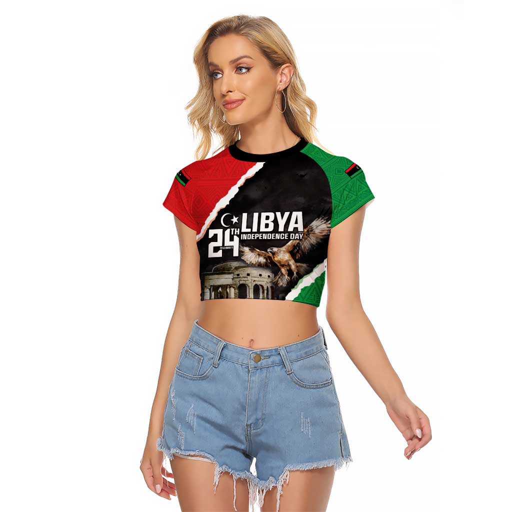 Happy Libya Independence Day Raglan Cropped T Shirt Libya In My Heart LT05 - Wonder Print Shop