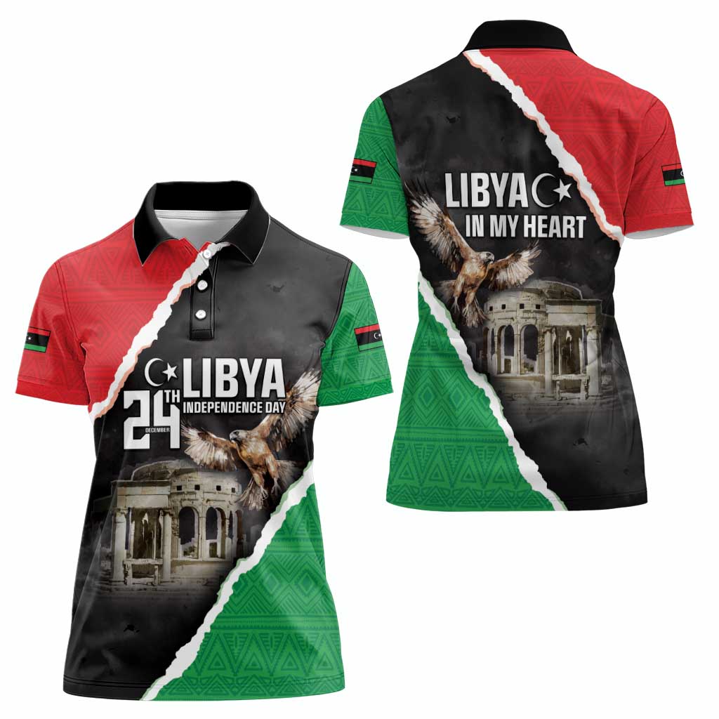 Happy Libya Independence Day Women Polo Shirt Libya In My Heart LT05 - Wonder Print Shop