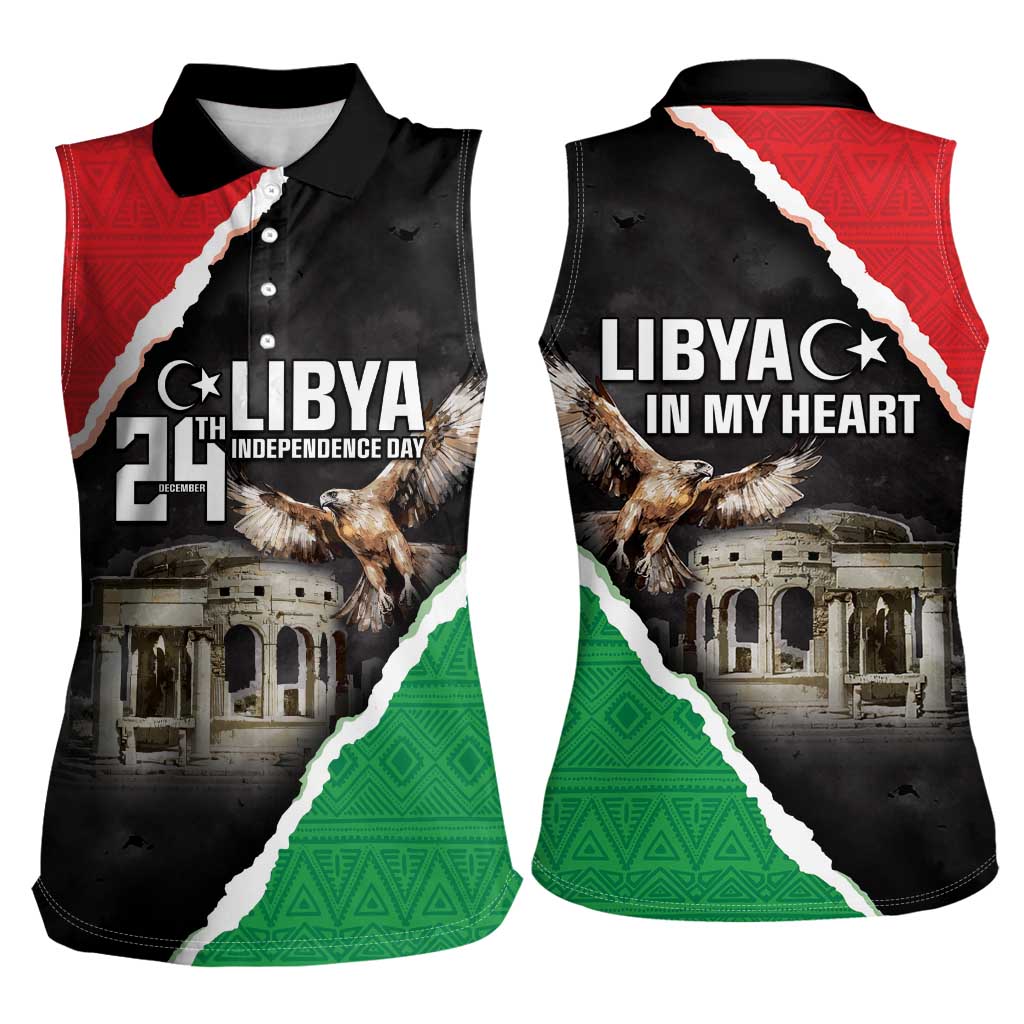 Happy Libya Independence Day Women Sleeveless Polo Shirt Libya In My Heart LT05 - Wonder Print Shop