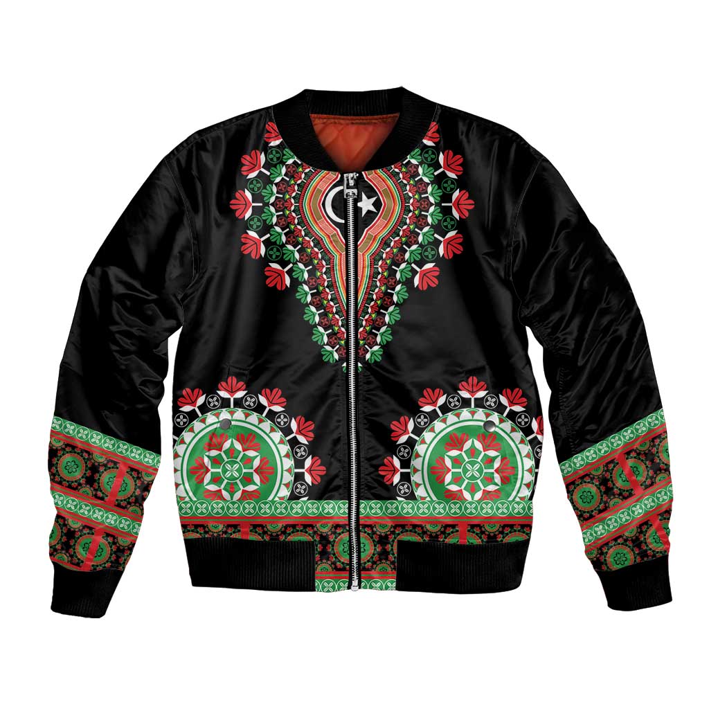 Libya Barbary Lion Bomber Jacket Dashiki Simple Style LT05 - Wonder Print Shop