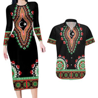 Libya Barbary Lion Couples Matching Long Sleeve Bodycon Dress and Hawaiian Shirt Dashiki Simple Style LT05 - Wonder Print Shop