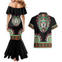 Libya Barbary Lion Couples Matching Mermaid Dress and Hawaiian Shirt Dashiki Simple Style LT05 - Wonder Print Shop
