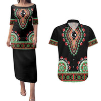 Libya Barbary Lion Couples Matching Puletasi and Hawaiian Shirt Dashiki Simple Style LT05 - Wonder Print Shop