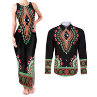 Libya Barbary Lion Couples Matching Tank Maxi Dress and Long Sleeve Button Shirt Dashiki Simple Style LT05 - Wonder Print Shop