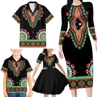 Libya Barbary Lion Family Matching Long Sleeve Bodycon Dress and Hawaiian Shirt Dashiki Simple Style LT05 - Wonder Print Shop
